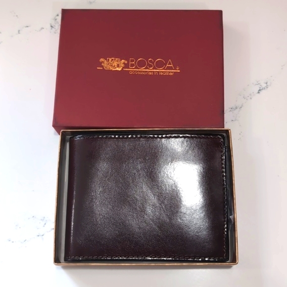 Bosca Dark Brown Leather Bifold Wallet NWOT - Picture 2 of 8